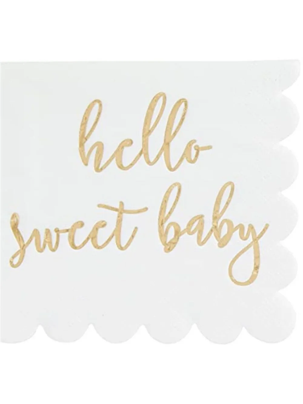 Baby Shower Napkins 50 Pk White Gold Foil Hello Sweet Baby Party Decor 5x5 Paper